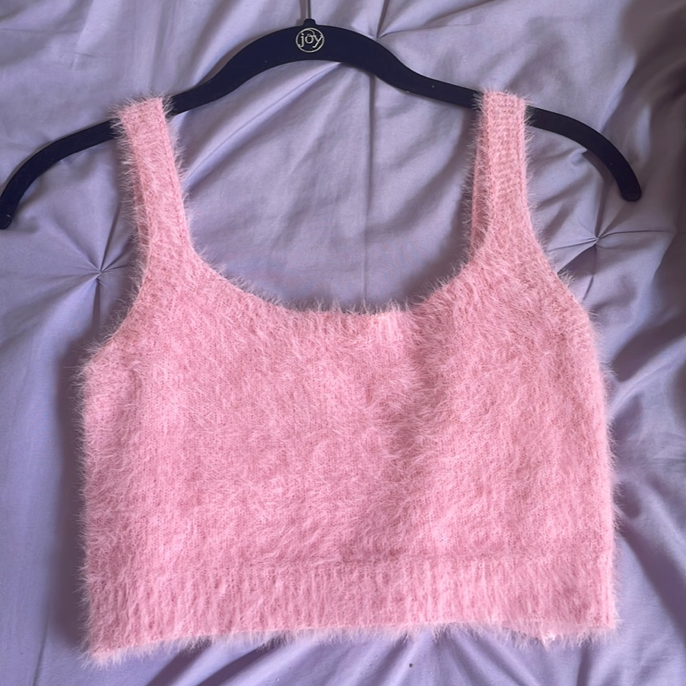 Pink fuzzy barbie top